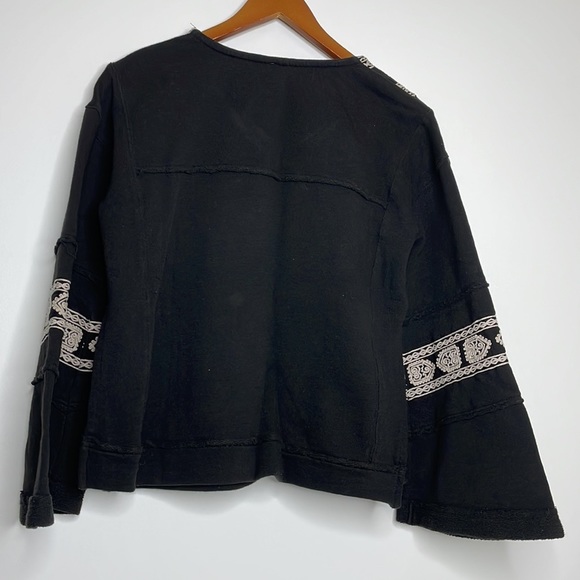 Free People Black Santa Maria Embroidered Peasant French Terry Pullover X-Small - Picture 9 of 13